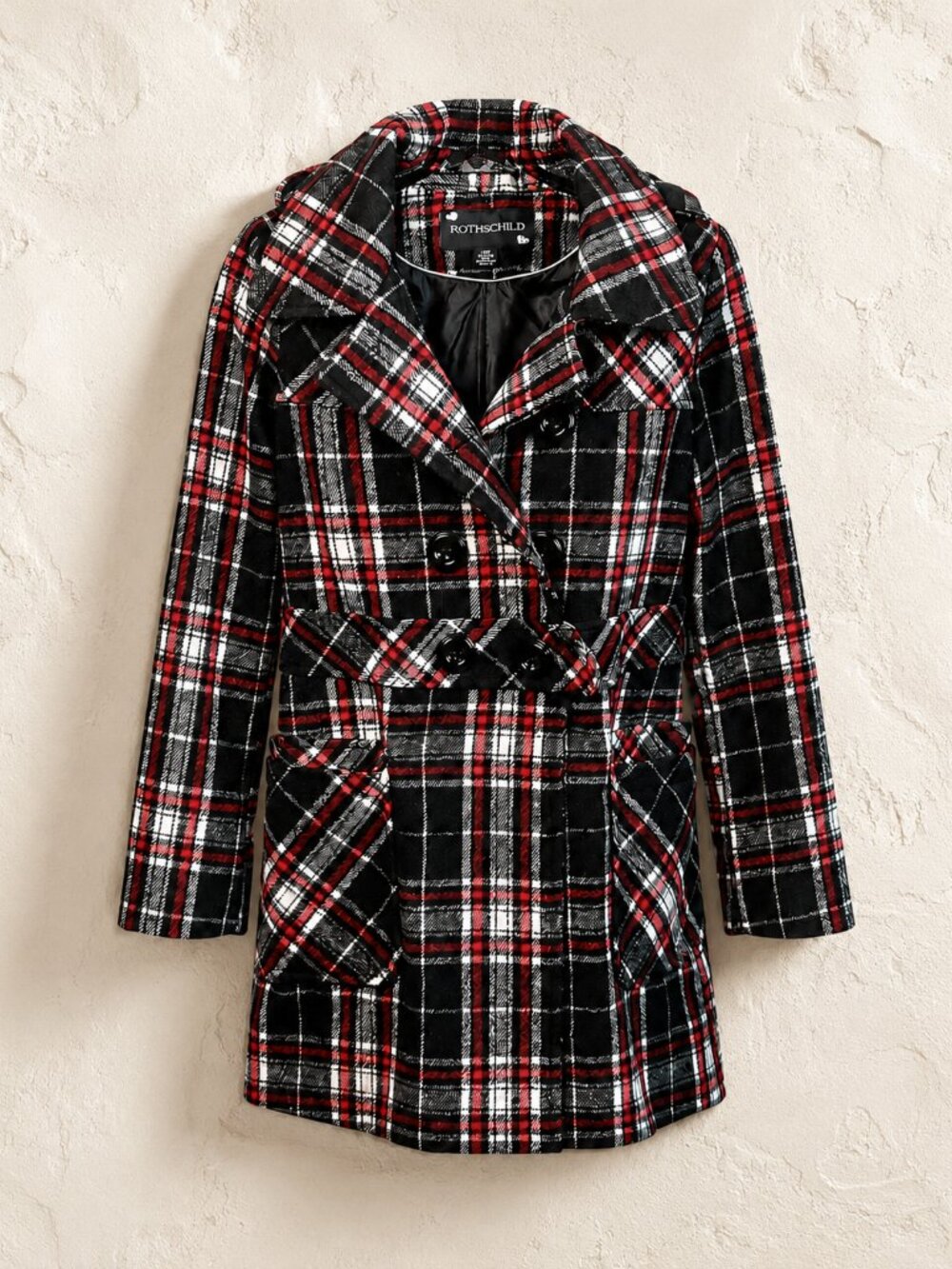 Rothschild Plaid Hooded Pea Coat | Girls 7/8 | Detachable Hood